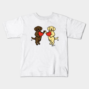 Chocolate Labrador and Yellow Labrador Best Friends Kids T-Shirt